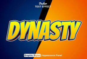 dynasty text effect with editable orange color graphic style. vector