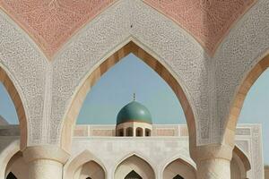 architectural detail of a mosque building. background. AI Generative Pro Photo