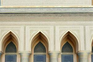 architectural detail of a mosque building. background. AI Generative Pro Photo