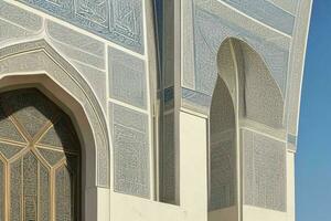 architectural detail of a mosque building. background. AI Generative Pro Photo