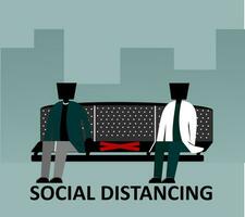 Physical distancing sitting in a public chair. vector