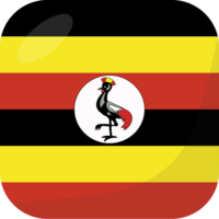 Uganda flag square 3D cartoon style. png