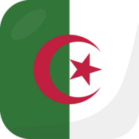 Algeria flag square 3D cartoon style. png