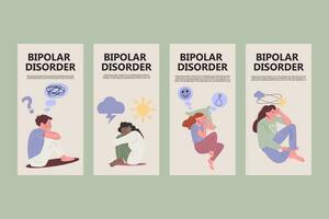 Flat style bipolar disorder social media collection. Instagram stories vector