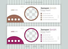 Minimalist email signature and personal social media cover design vector