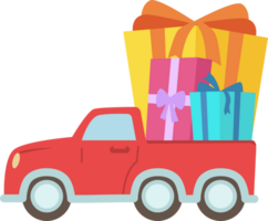 Car carrying gifts. PNG with transparent background