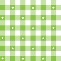 Light green plaid pattern with star background. plaid pattern background. plaid background. Seamless pattern. for backdrop, decoration, gift wrapping, gingham tablecloth, blanket, tartan. vector