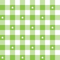 Light green plaid pattern with star background. plaid pattern background. plaid background. Seamless pattern. for backdrop, decoration, gift wrapping, gingham tablecloth, blanket, tartan. vector