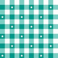 Green plaid pattern with star background. plaid pattern background. plaid background. Seamless pattern. for backdrop, decoration, gift wrapping, gingham tablecloth, blanket, tartan. vector
