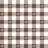 Brown plaid pattern with star background. plaid pattern background. plaid background. Seamless pattern. for backdrop, decoration, gift wrapping, gingham tablecloth, blanket, tartan. vector