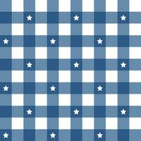 Navy blue plaid pattern with star background. plaid pattern background. plaid background. Seamless pattern. for backdrop, decoration, gift wrapping, gingham tablecloth, blanket, tartan. vector