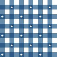 Navy blue plaid pattern with star background. plaid pattern background. plaid background. Seamless pattern. for backdrop, decoration, gift wrapping, gingham tablecloth, blanket, tartan. vector