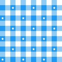 Blue plaid pattern with star background. plaid pattern background. plaid background. Seamless pattern. for backdrop, decoration, gift wrapping, gingham tablecloth, blanket, tartan. vector