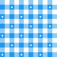 Blue plaid pattern with star background. plaid pattern background. plaid background. Seamless pattern. for backdrop, decoration, gift wrapping, gingham tablecloth, blanket, tartan. vector