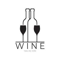 Wine logo with wine glasses and bottles.for night clubs,bars,cafe and wine shops. vector