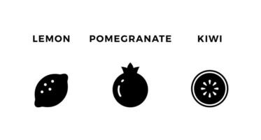 Lemon Pomegranate Kiwi Black Solid vector
