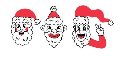 Happy Santa Claus face collection vector