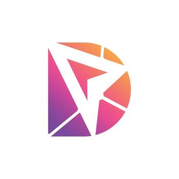 letra re diseño elemento vector icono con flecha y tecnología concepto