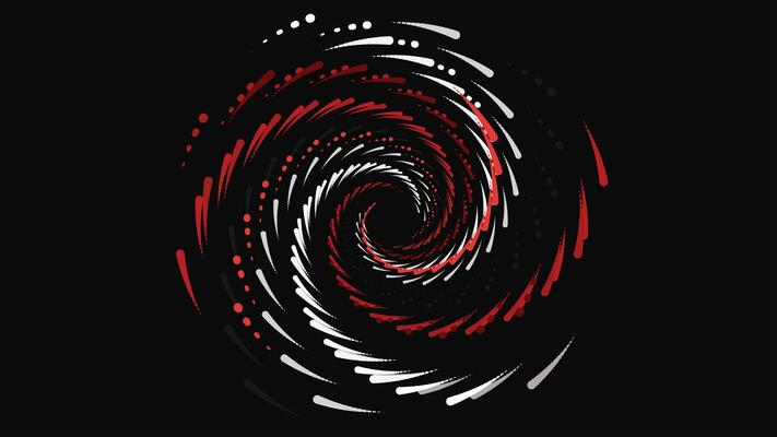 Abstract spiral white, red, dark green background.