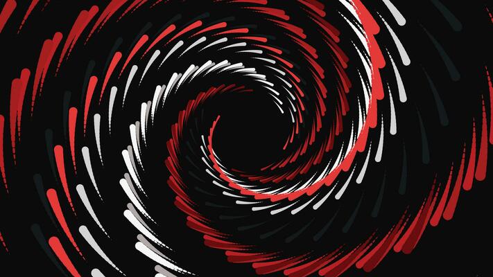Abstract spiral white, red, dark green background.
