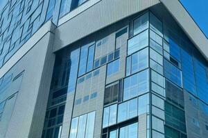 abstract architectural detail of a office building with glass facade. background. AI Generative Pro Photo