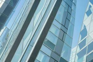 abstract architectural detail of a office building with glass facade. background. AI Generative Pro Photo
