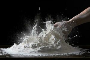 man making dough with his hands AI Generative photo