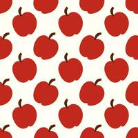 Red Apple seamless pattern. Eco farming fruit. Flat vector illustration.