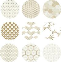 Japanese background with circle shape vector. Abstract line pattern. Template design with geometric pattern with brown texture. vector