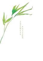 Japanese background with watercolor texture vector. Bamboo and chinese decorations in vintage style. Art natural banner design. Branch with leaves. vector