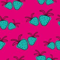 Bright summer pattern with berries on an acid pink background vector