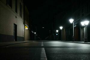 vacío espacio en el calle en el noche. antecedentes. ai generativo Pro foto