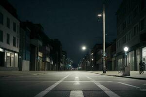 vacío espacio en el calle en el noche. antecedentes. ai generativo Pro foto