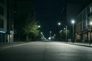 vacío espacio en el calle en el noche. antecedentes. ai generativo Pro foto