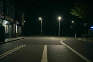 vacío espacio en el calle en el noche. antecedentes. ai generativo Pro foto