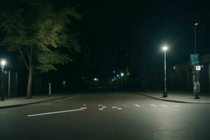 vacío espacio en el calle en el noche. antecedentes. ai generativo Pro foto