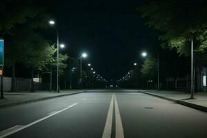 vacío espacio en el calle en el noche. antecedentes. ai generativo Pro foto