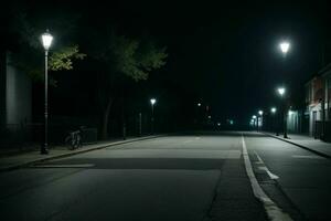 vacío espacio en el calle en el noche. antecedentes. ai generativo Pro foto