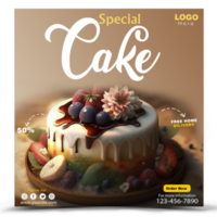 sociale media delizioso speciale torta bandiera inviare modello design psd