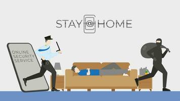 policeman get through mobile phone from online security application vector