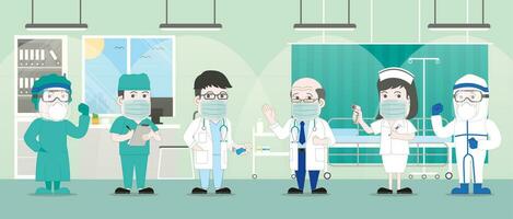 Medical cartoon style flat character design vector