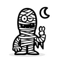 Cute cartoon monster frankenstein outline, coloring book, kids halloween illustration vector