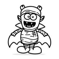 Cute cartoon monster frankenstein outline, coloring book, kids halloween illustration vector