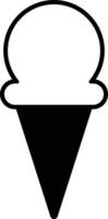 Ice cream cone icon Modern sweet vanilla desert sign. Trendy black flat line vector chocolate cram symbol for web site design, button to mobile app. Logotype.