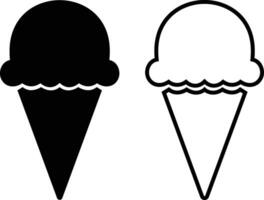 Ice cream cone icon set . Modern sweet vanilla desert sign. Trendy black vector chocolate cram symbol collection for web site design, button to mobile app. Logotype.