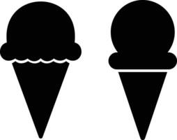 Ice cream cone icon set . Modern sweet vanilla desert sign. Trendy black vector chocolate cram symbol collection for web site design, button to mobile app. Logotype.