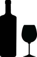 Alcohol bottle and glass flat icons. Black filled vector silhouette with wine, cognac, champagne, beer. Alcohol collection elements monochrome .