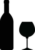 Alcohol bottle and glass flat icons. Black filled vector silhouette with wine, cognac, champagne, beer. Alcohol collection elements monochrome