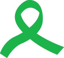 Cancer Ribbon flat icon. Vector awareness ribbon green color isolated on . International Day of cancer, World Cancer Day. Design template element in trendy style for graphic