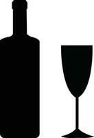 Alcohol bottle and glass flat icons. Black filled vector silhouette with wine, cognac, champagne, beer. Alcohol collection elements monochrome .